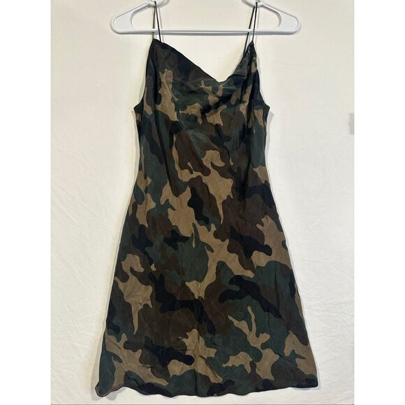 Alice and Olivia Harmony Drapey Camouflage Slip Dress, size 2 - Picture 2 of 9